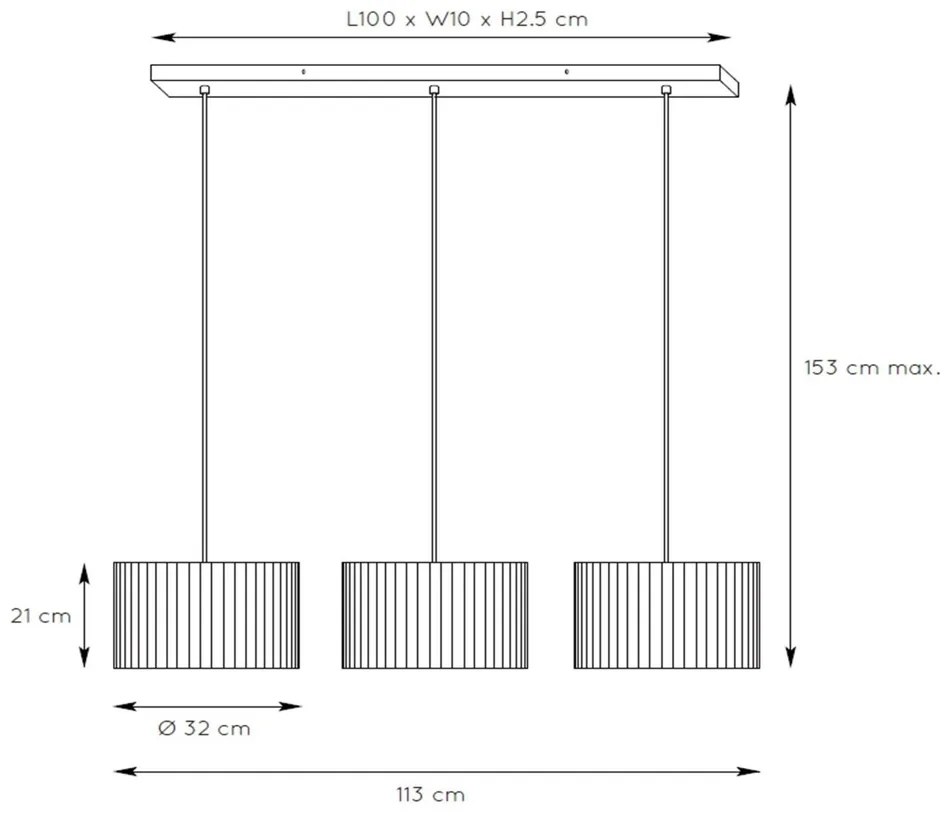 Lucide Magius hanglamp 113x32cm E27 rotan