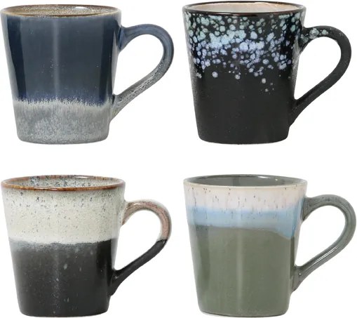 Espresso kopjes keramiek 70's set van 4