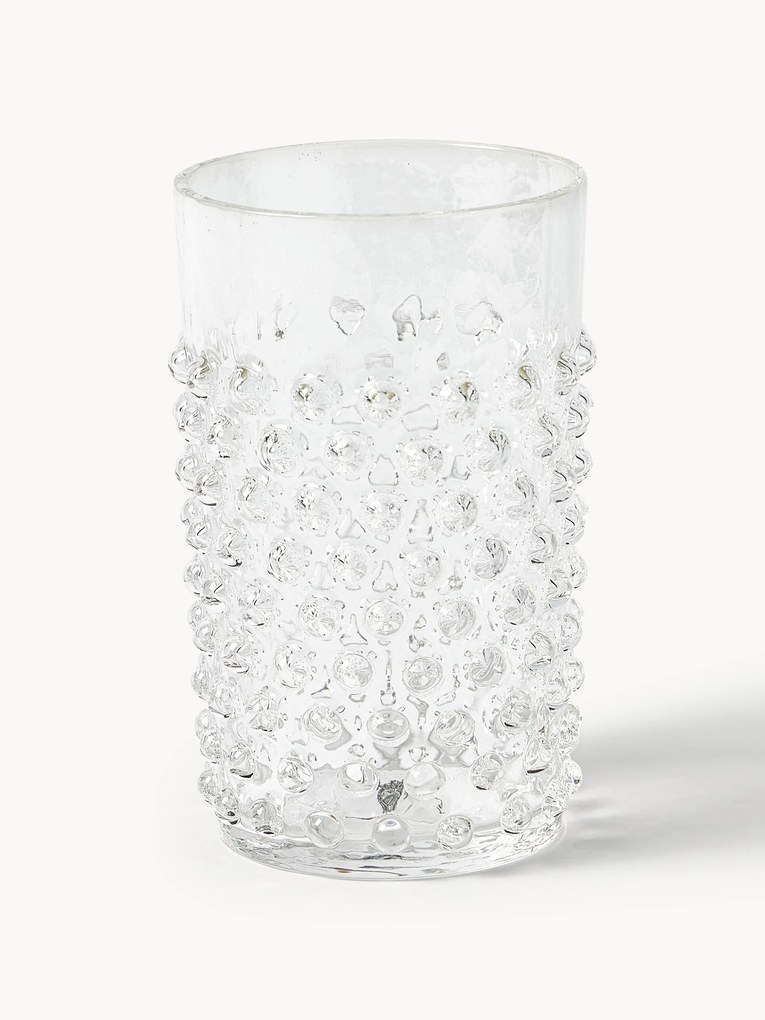 Handgemaakte waterglazen Hobnail met reliëf, 6 stuks