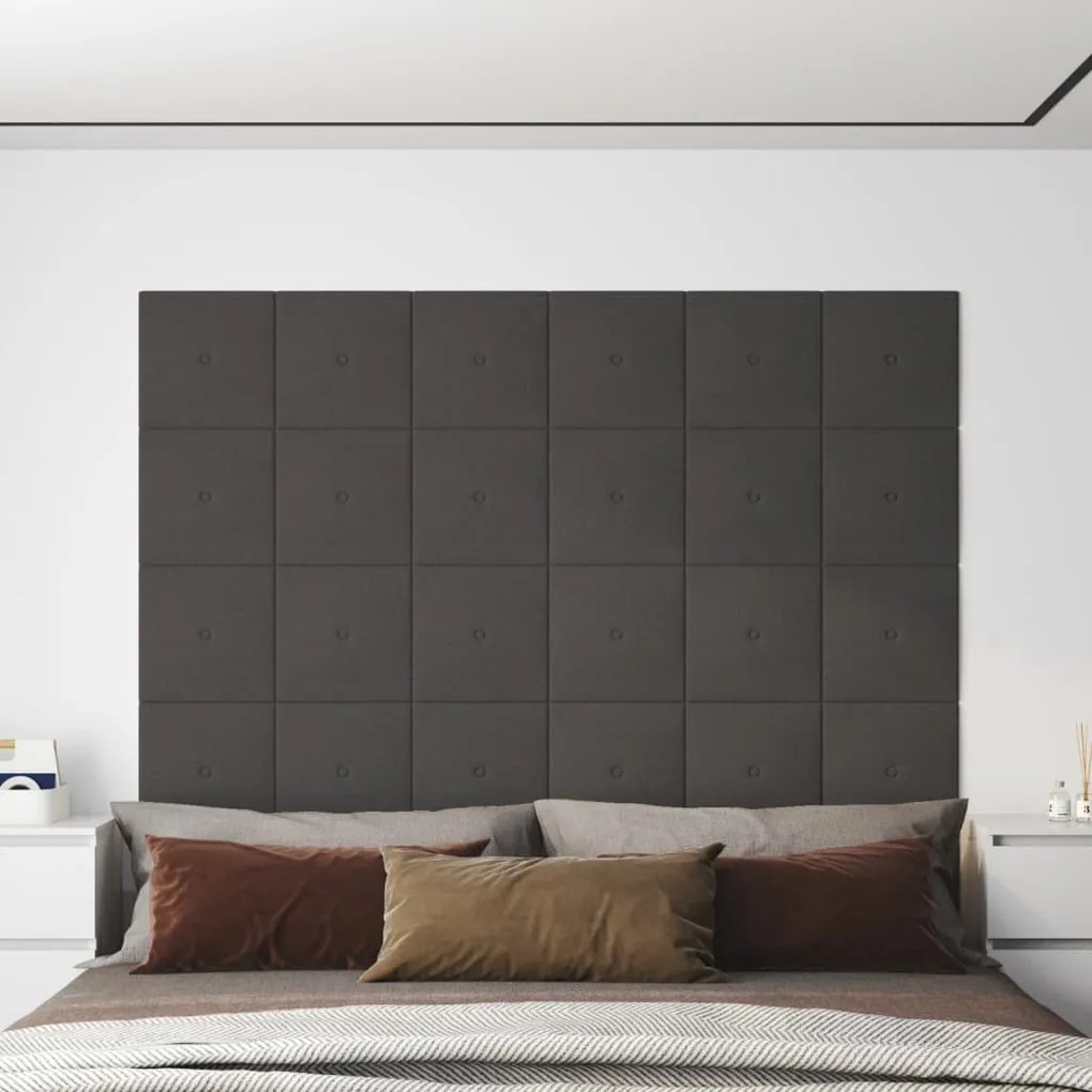 vidaXL Wandpanelen 12 st 1,08 m² 30x30 cm stof donkergrijs
