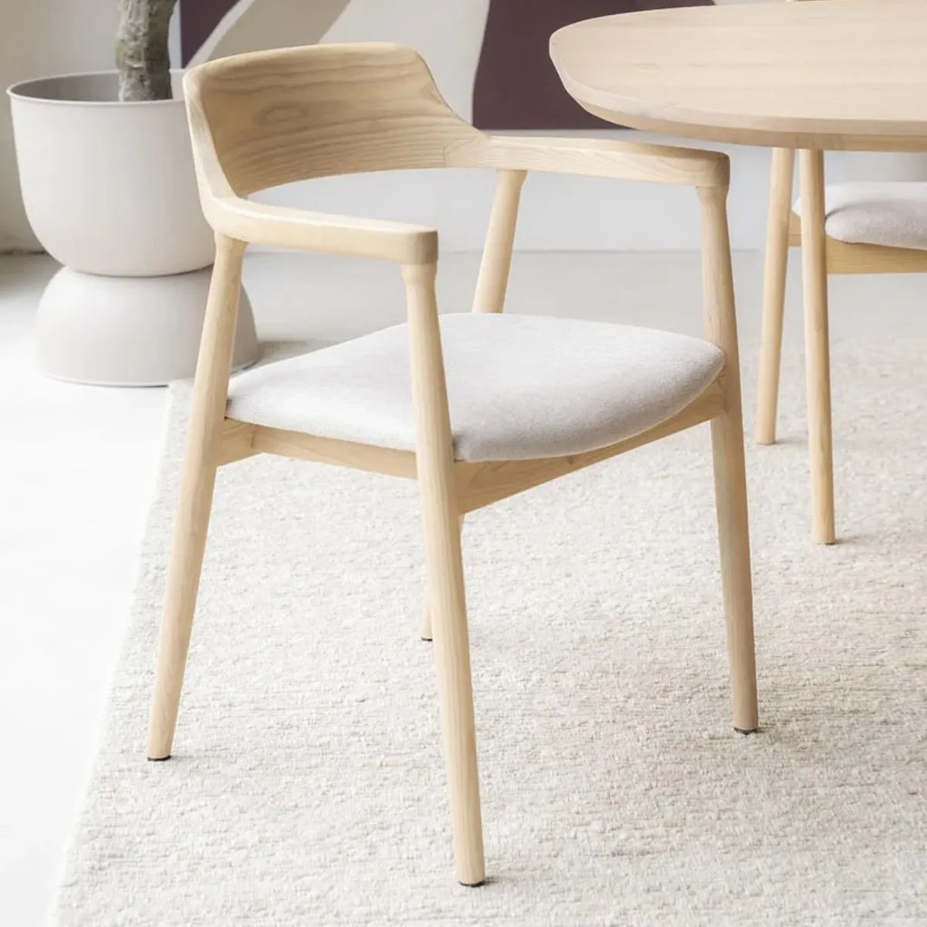 Houten Stoel Met Armleuningen Naturel