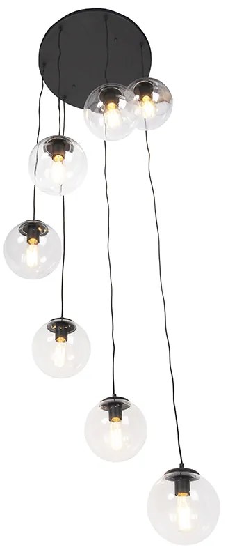Art deco hanglamp zwart 7-lichts - Pallon