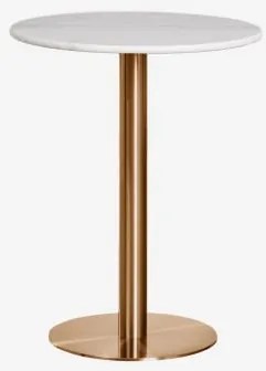 Ronde Bartafel Van Natuurlijk Steen Xiren Ø60 Cm & Guangxi Wit Marmer - Geborsteld Roségoud - Sklum