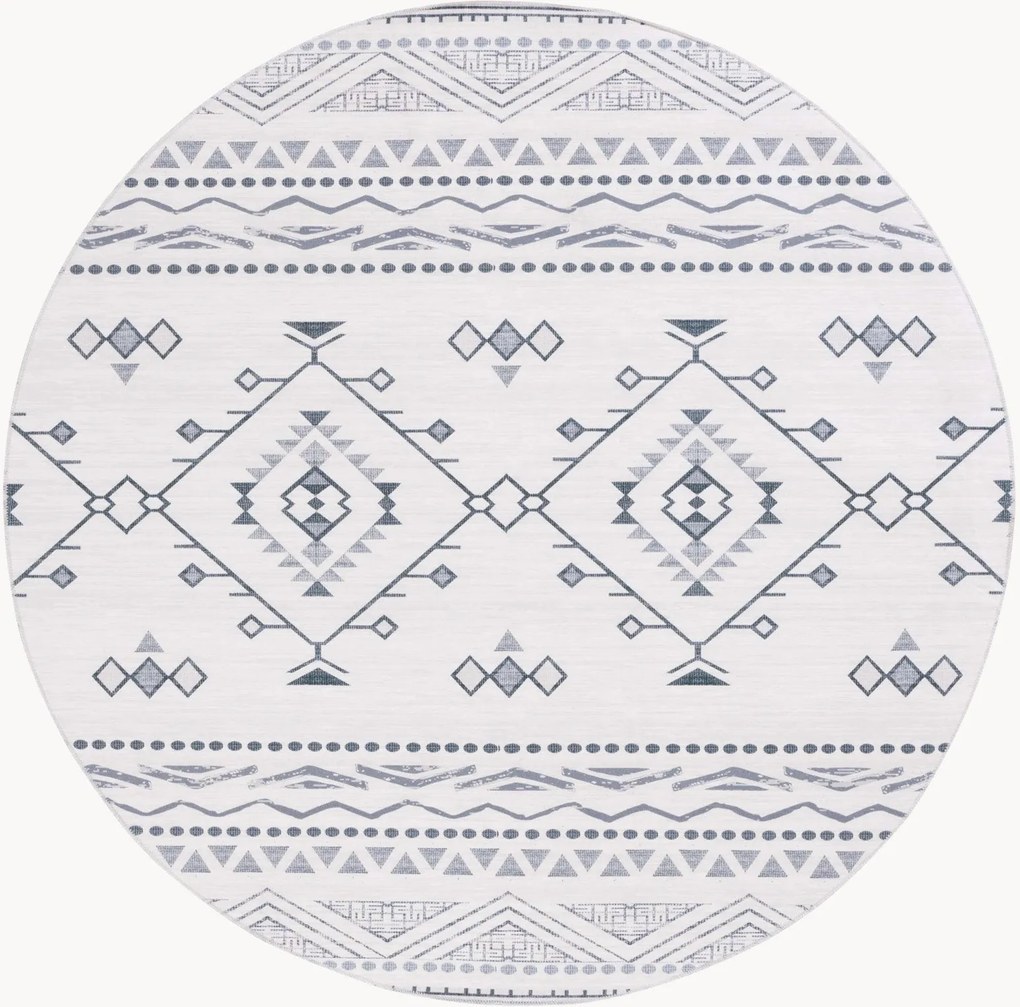 Rond handgeweven laagpolig vloerkleed Evangeline