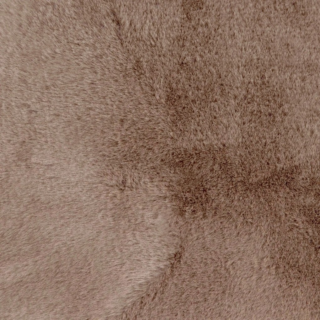 Icon Milano Rabbit Faux Fur Round Footstool Bean Bag, Mocha Brown