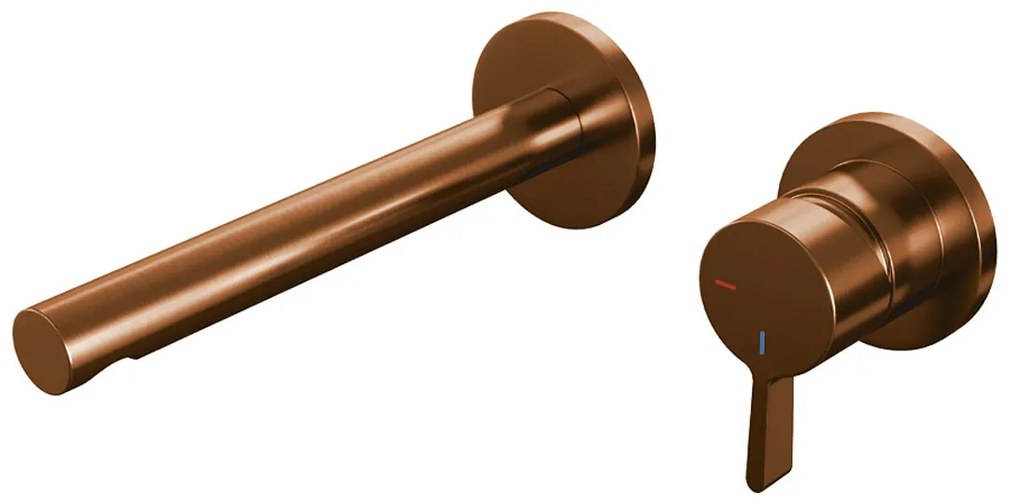 Brauer Copper Edition ColdStart wastafelkraan inbouw rechte uitloop en rozetten model E1 koper geborsteld PVD