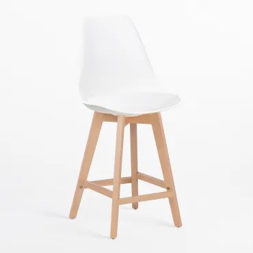 Verpakking Van 2 Hoge Krukken 65 Cm Met Kussen Van Scandinavisch Kunstleer Wit - Sklum