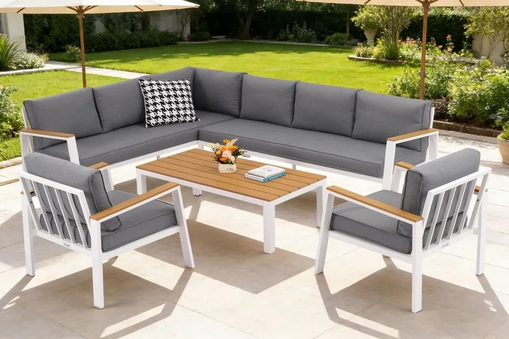 Zakintos Corner 7 aluminium kit wit Tuinpunt