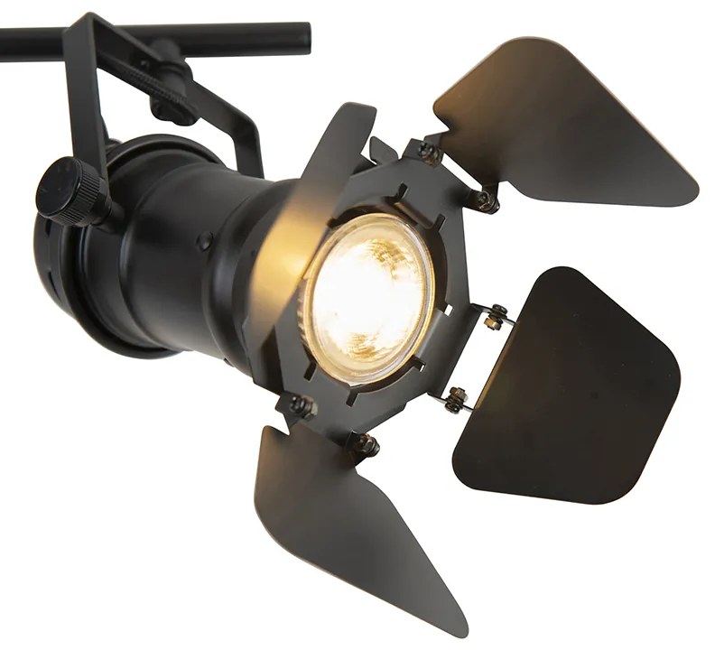 Industriële Spot / Opbouwspot / Plafondspot zwart 2-lichts met kleppen - Movie Industriele / Industrie / Industrial GU10 rond Binnenverlichting Lamp