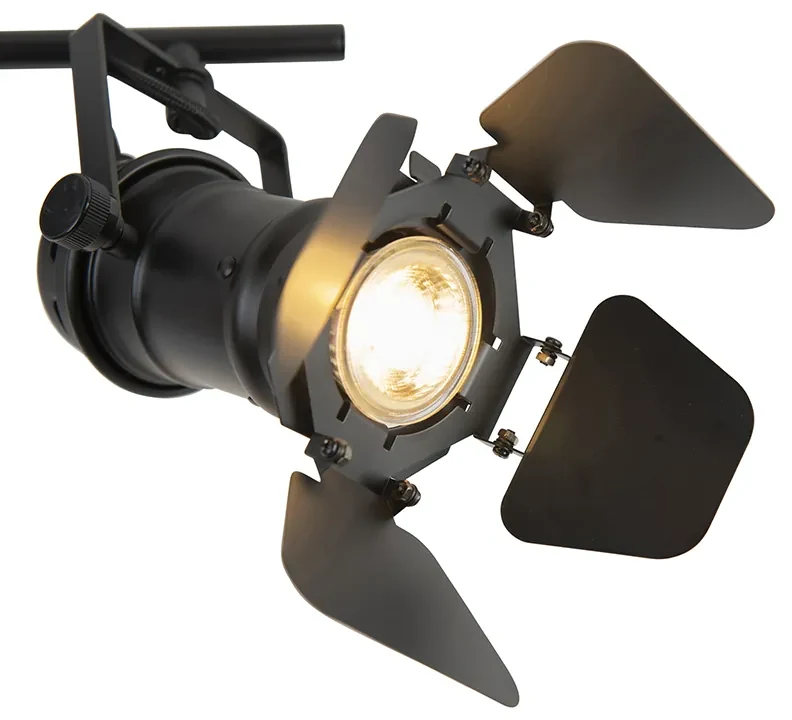 Industriële Spot / Opbouwspot / Plafondspot zwart 2-lichts met kleppen - Movie Industriele / Industrie / Industrial GU10 rond Binnenverlichting Lamp