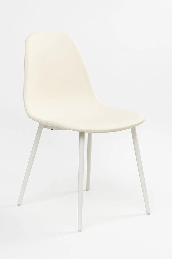 Set 4 White Teok Stoffen Stoelen
