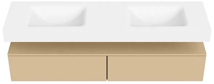 Zaro Alan badmeubel 170cm sand 2 lades met vrijhangende wastafel cloud dubbel zonder kraangat talc