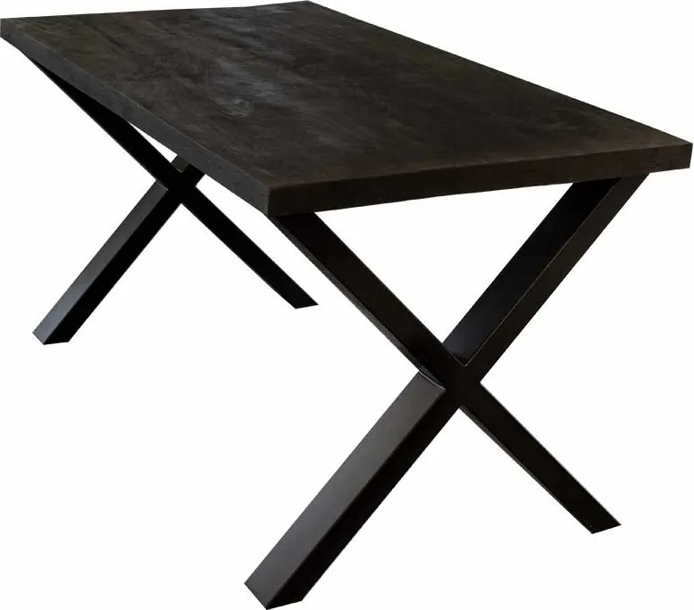Eettafelblad massief Mango zwart - 180 x 90 x 78 cm - Bladdikte 4,0 cm