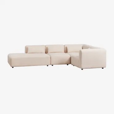 4-delige Modulaire Hoekbank Met Linker Divan Fogler Teddystof Crème Beige - Sklum