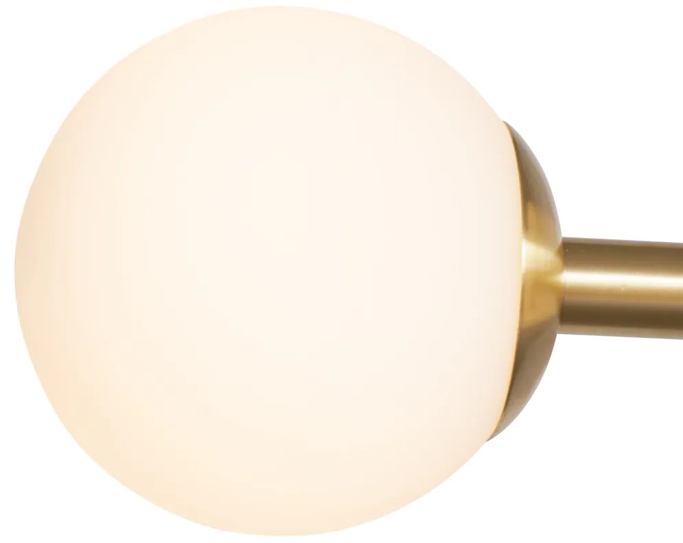 Eettafel / Eetkamer Hotel Chique hanglamp goud met opaal wit glas 6-lichts - MonacoHotel chique G9 bol / globe / rond Binnenverlichting Lamp