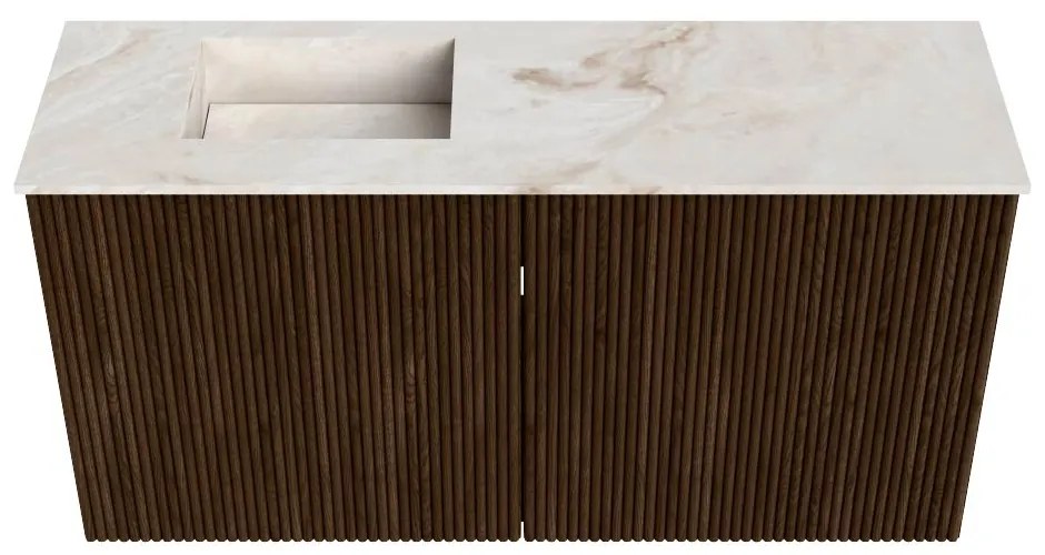Mondiaz Joya DLux 80cm toiletmeubel walnut met wastafel faye links zonder kraangat frappe