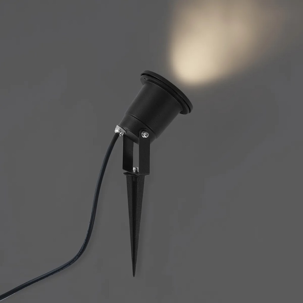 Prikspot zwart incl. LED verstelbaar IP65 met snoer en stekker - Basic