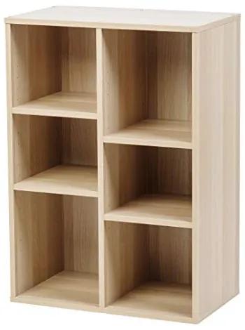 Amazon merk - Module Furniture CFR-9060 houten plank/boekenkast met 6 vakken, ontworpen hout, licht eiken