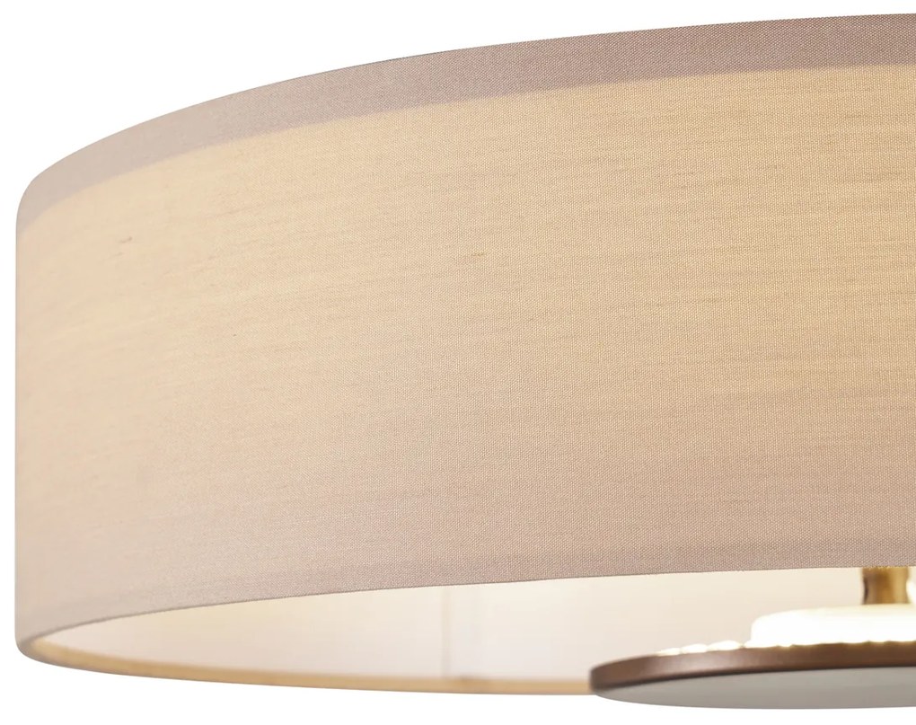 Stoffen Moderne plafondlamp wit met bronzen binnenkant incl. LED 3-staps dimbaar - Bredow Modern Scandinavisch rond Binnenverlichting Lamp