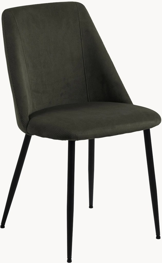 Ribfluwelen eetkamerstoelen Ines, 4-delig