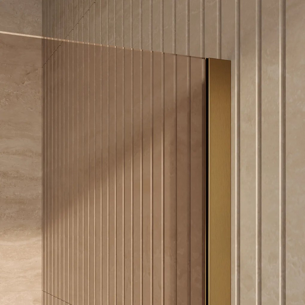 Brauer Oblivion inloopdouche bronsglas 100cm met 30cm zijwand messing geborsteld PVD