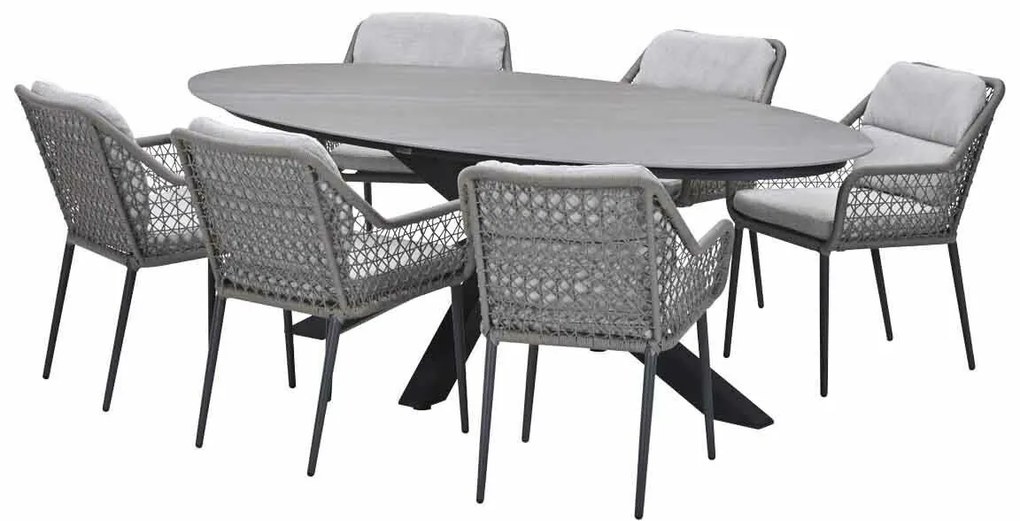 Garden Impressions Pemba tuinset 7-delig - Scot tuintafel Napoli sand 230x115 cm
