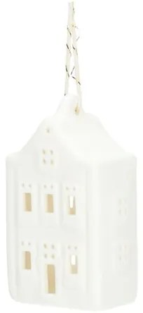Kersthanger huisje, puntdak, porselein