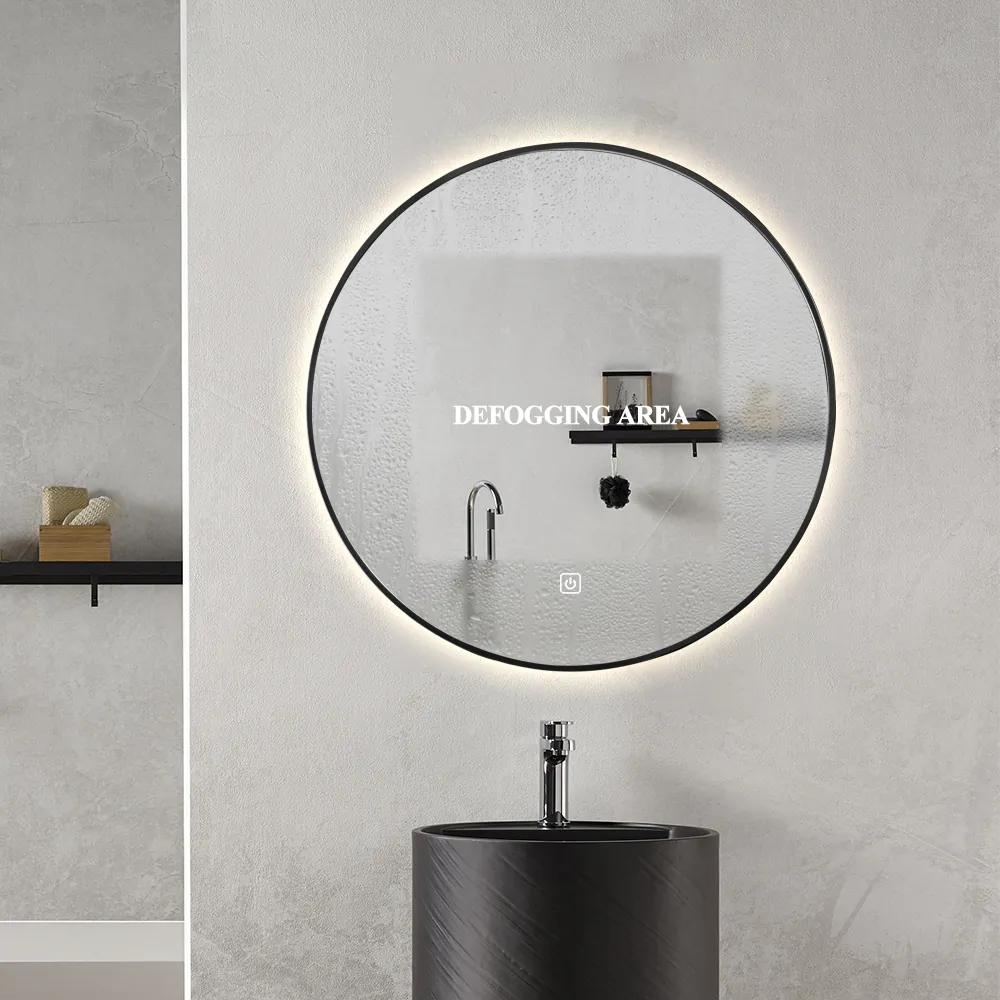 Saniclear Circle Black ronde spiegel met LED verlichting 120cm incl. spiegelverwarming mat zwart