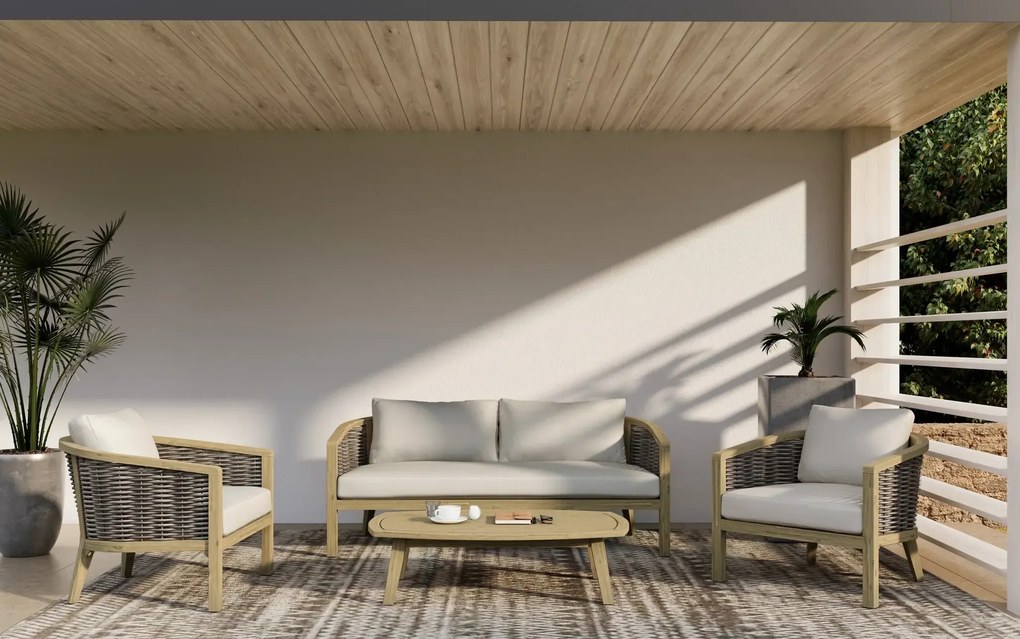 The Outsider Stoel-Bank Loungeset Parkside | 5-zits | Wicker & Acaciahout | The Outsider