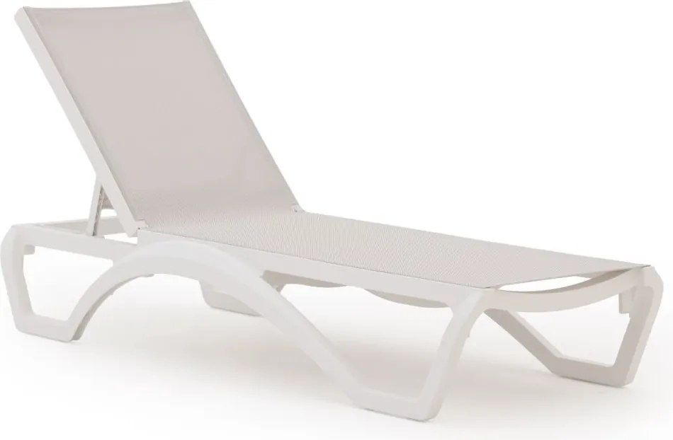 Verstelbaar ligbed Forza  | Kunststof | Wit  | Ligbed stapelbaar | Ligstoel tuin | Strandbed  | Kees Smit Tuinmeubelen