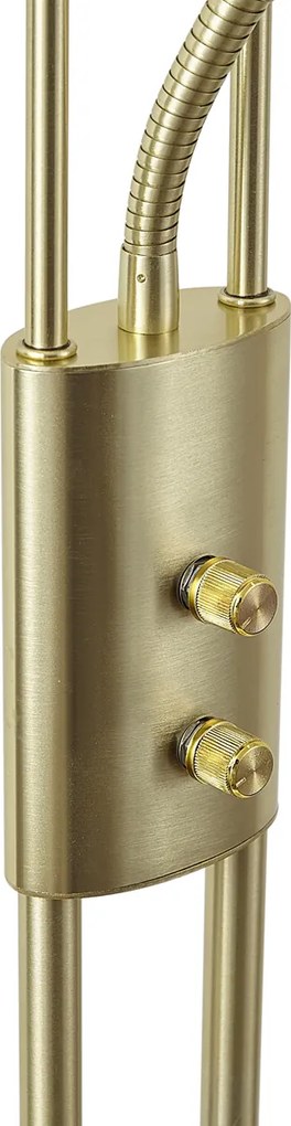 Moderne vloerlamp goud met leesarm incl. LED en dimmer - Divo