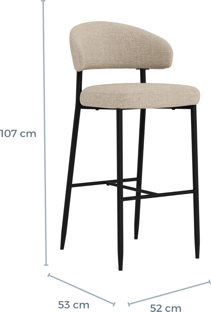 Mazzoni IRIS Beige (stof Basel 24)/zwart onderstel - GESTOFFEERDE BARKRUK VOOR KEUKEN/BAR