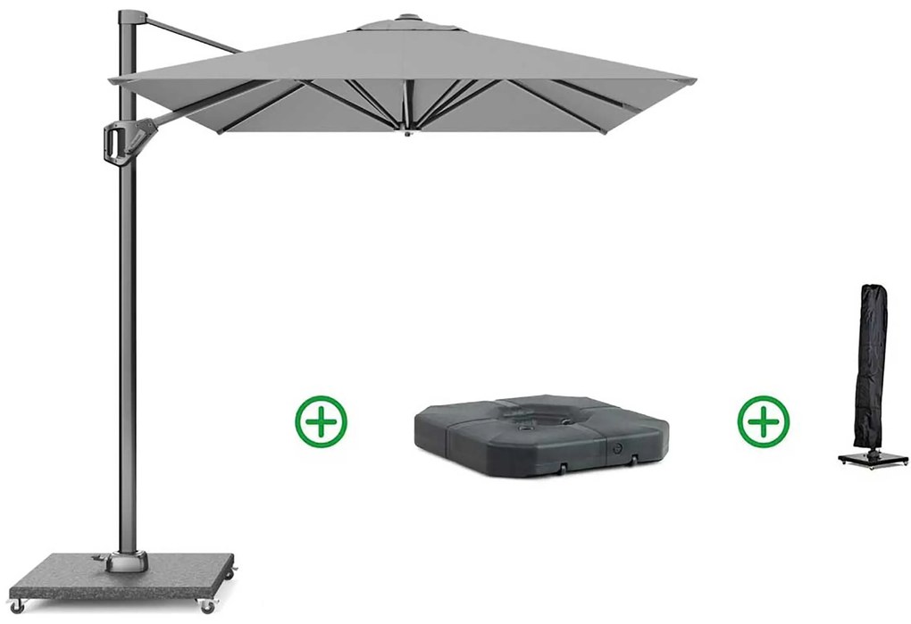 Zweefparasol  3x2m T1 (incl. voet + hoes) light grey Grijs-antraciet Platinum Voyager