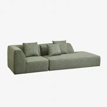 Cardea 2-delige Modulaire Hoekbank Met Gestoffeerde Chaise Longue Rechts Bouclé Groen – Salie - Sklum