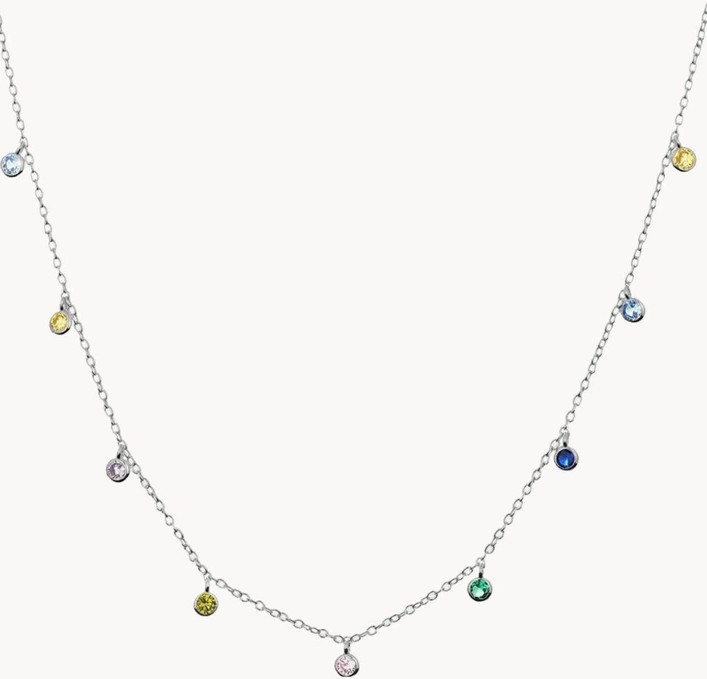 Zilveren halsketting Charlie met zirkonia, verstelbaar