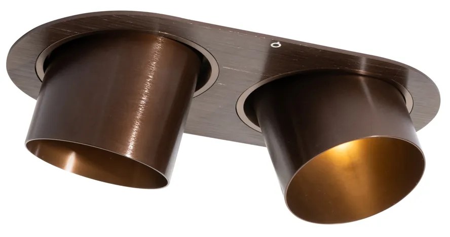 Afgeronde inbouwspot donkerbrons GU10 70mm kantelbaar 2-lichts - Installa