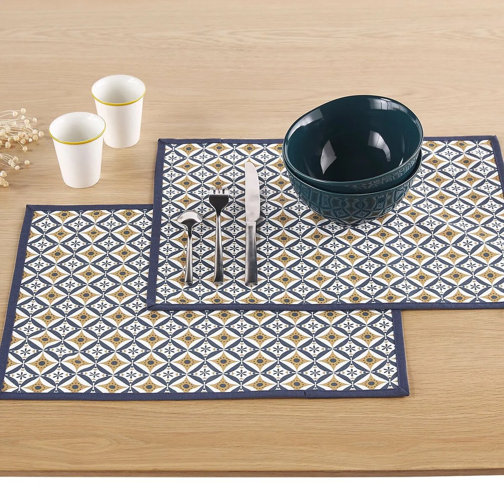 Set van 2 placemats in gecoat tergal, Florene