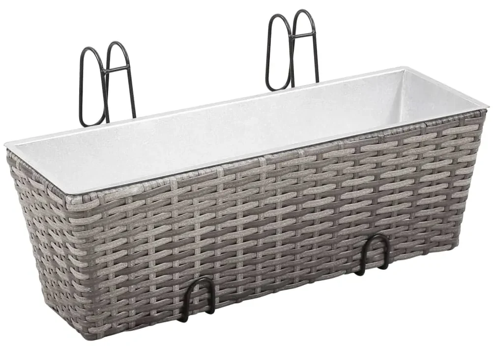 vidaXL Balkonplantenbakken verhoogd 2 st 50 cm poly rattan grijs