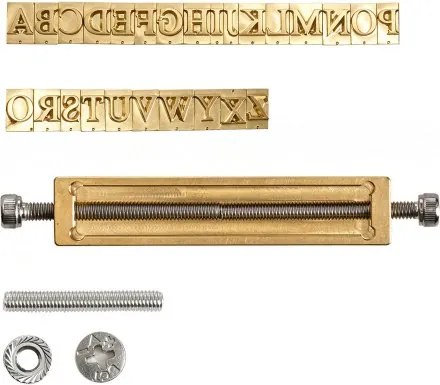 VEVOR AZ Alfabet Stempelset, Embossingfolder, 26-delig, Messing Letterstempels, Compatibel met de VEVOR Stempelmachine, T-sleufconstructie, Inclusief Inbussleutel, Moeren, Schroeven, Houder &amp; Pincet