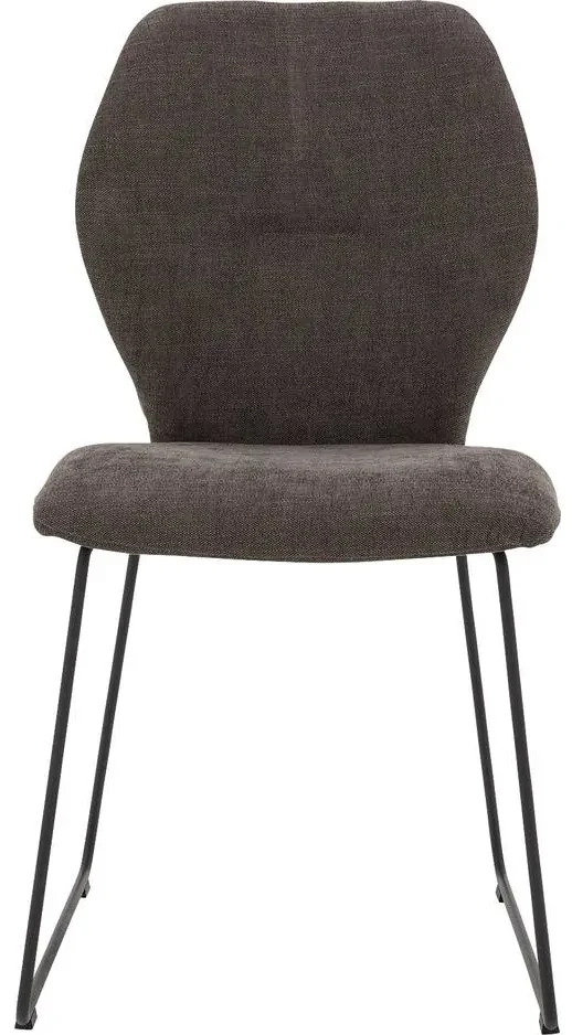 Goossens Eetkamerstoel Hera bruin stof leuning, modern design