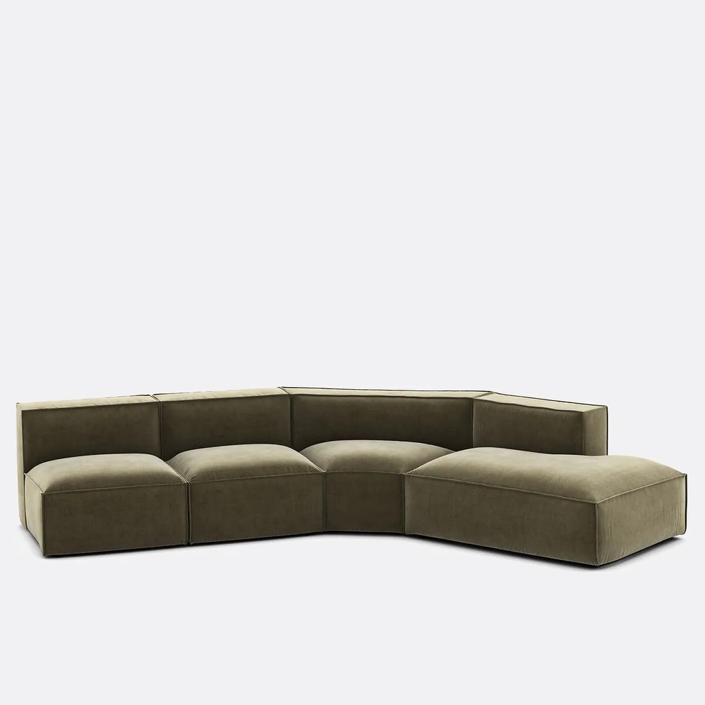 4-delige rechte vintage ribfluwelen bank Seven