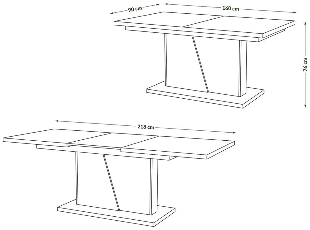 NOBLE NOIR Sonoma Eik/Wit Mat – uitschuifbare tafel tot 218 cm, voor 8, 10 personen.