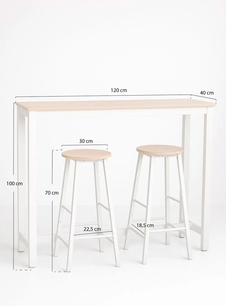 Set Bar Mesa Alta + 2 Taburetes Tycon