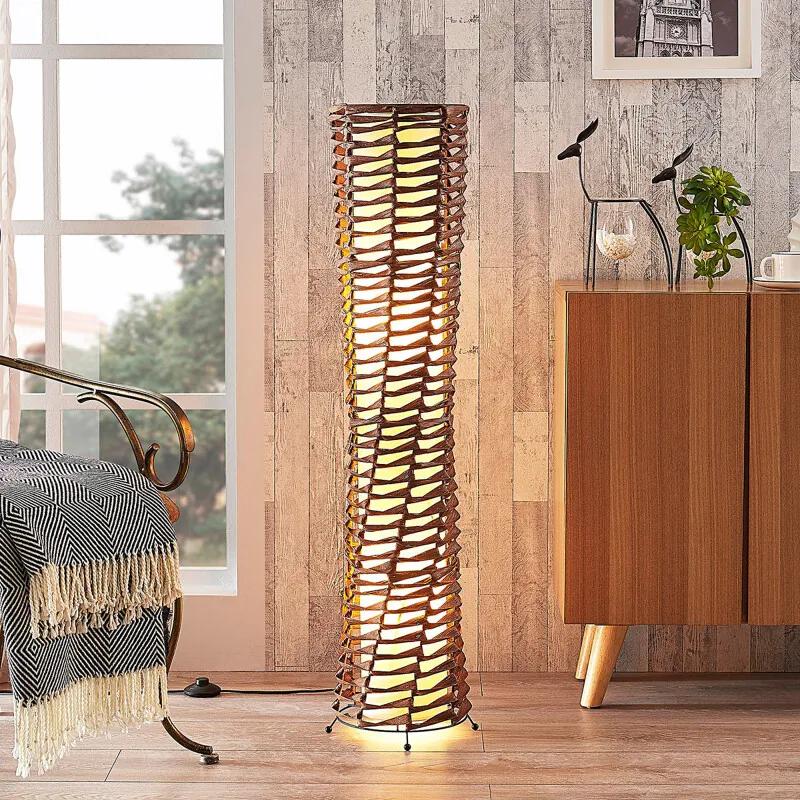 Decoratieve woonkamer-vloerlamp Joas in bruin - lampen-24