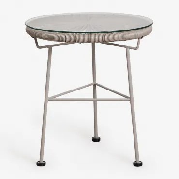 Ronde Bijzettafel Ø45 Cm Van Staal En Synthetisch Riet Acapulco Moka Bruin - Sklum