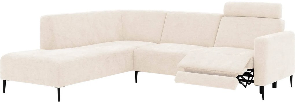 Goossens Hoekbank Tiolo Met Relaxfunctie En Hoofdsteun wit, stof, 3-zits, modern design met ligelement links