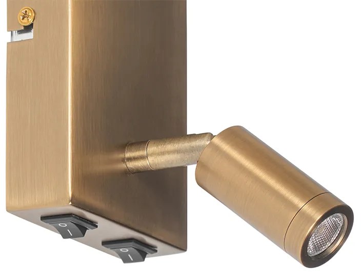 Moderne wandlamp wit en brons met leeslamp - Renier