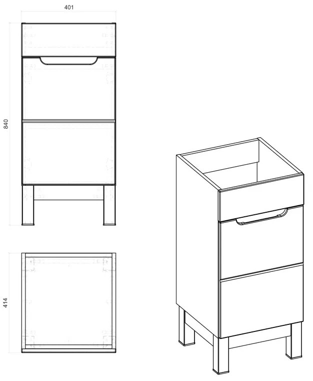 Comad Bali White 823 FSC onderkast 40cm eiken/wit