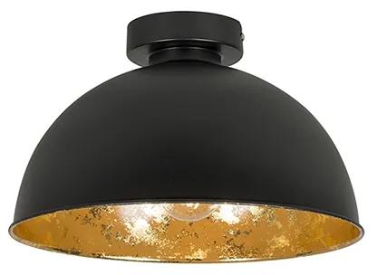 Industriële plafondlamp zwart met goud 30 cm - Magna Basic Landelijk / Rustiek E27 rond Binnenverlichting Lamp