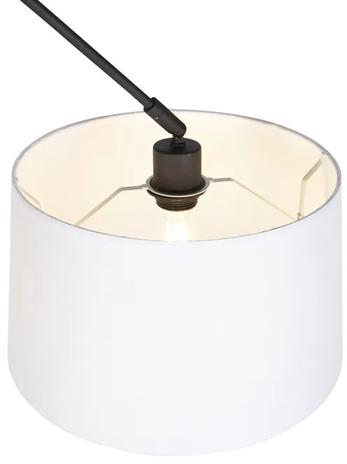 Hanglamp zwart met linnen kap wit 35 cm - Blitz